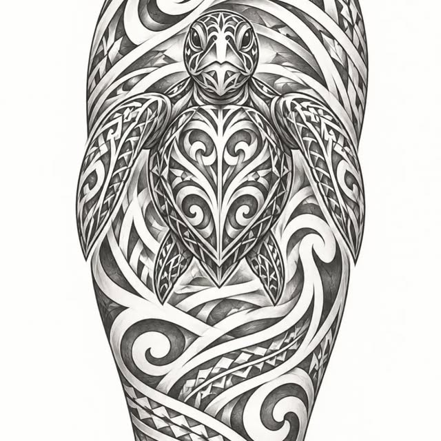 Polynesisches Schildkröten-Designmotiv